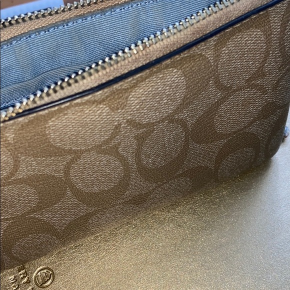 Coach wallet with wristlet beige and blue - Picture 2 of 2